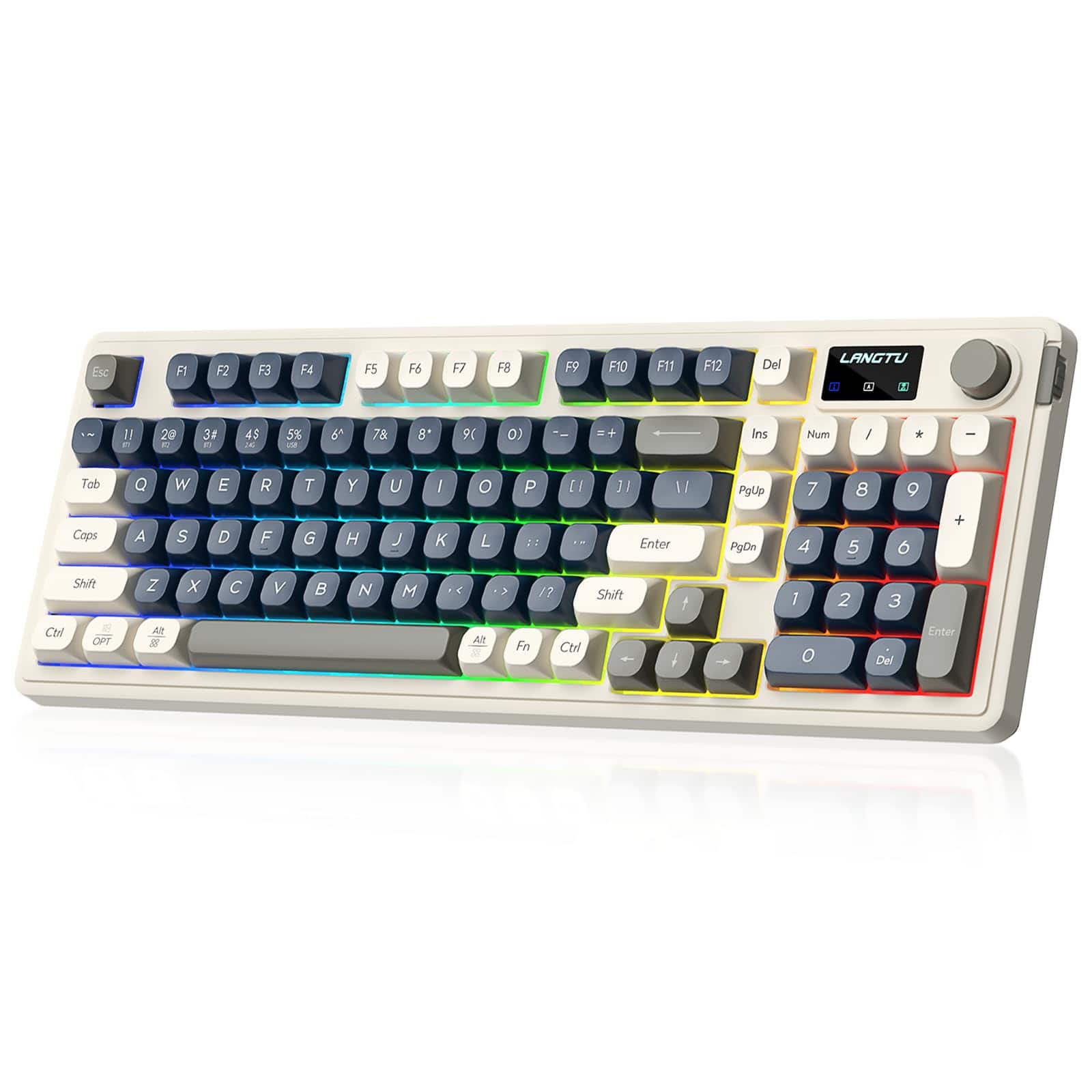 METALTON - L98 Cute Creamy With Number Pad Tri mode Bt5 0 2 4ghz c Quiet Computer Keyboards For Pc Laptop - Royal Blue