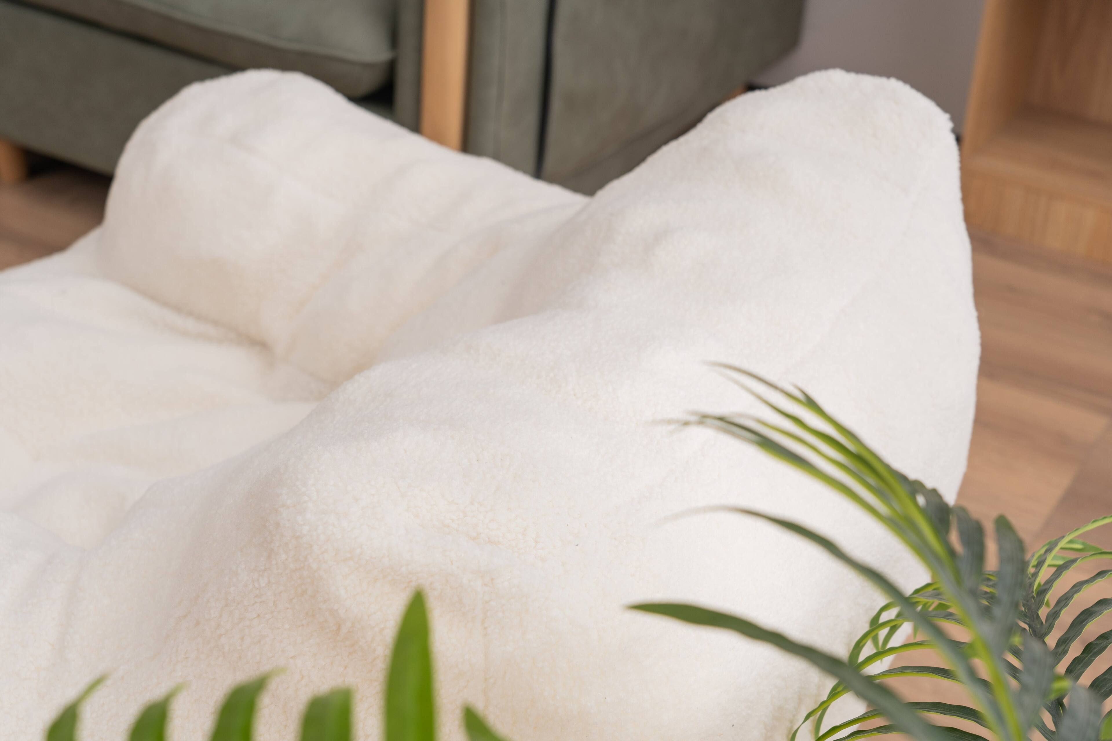 Alt View 7. GOODSILO - Luxury Plush Bean Bag Chair with Ergonomic Support - Soft Teddy Fabric and Memory Foam Filling for Ultimate Comfort - Ivory.