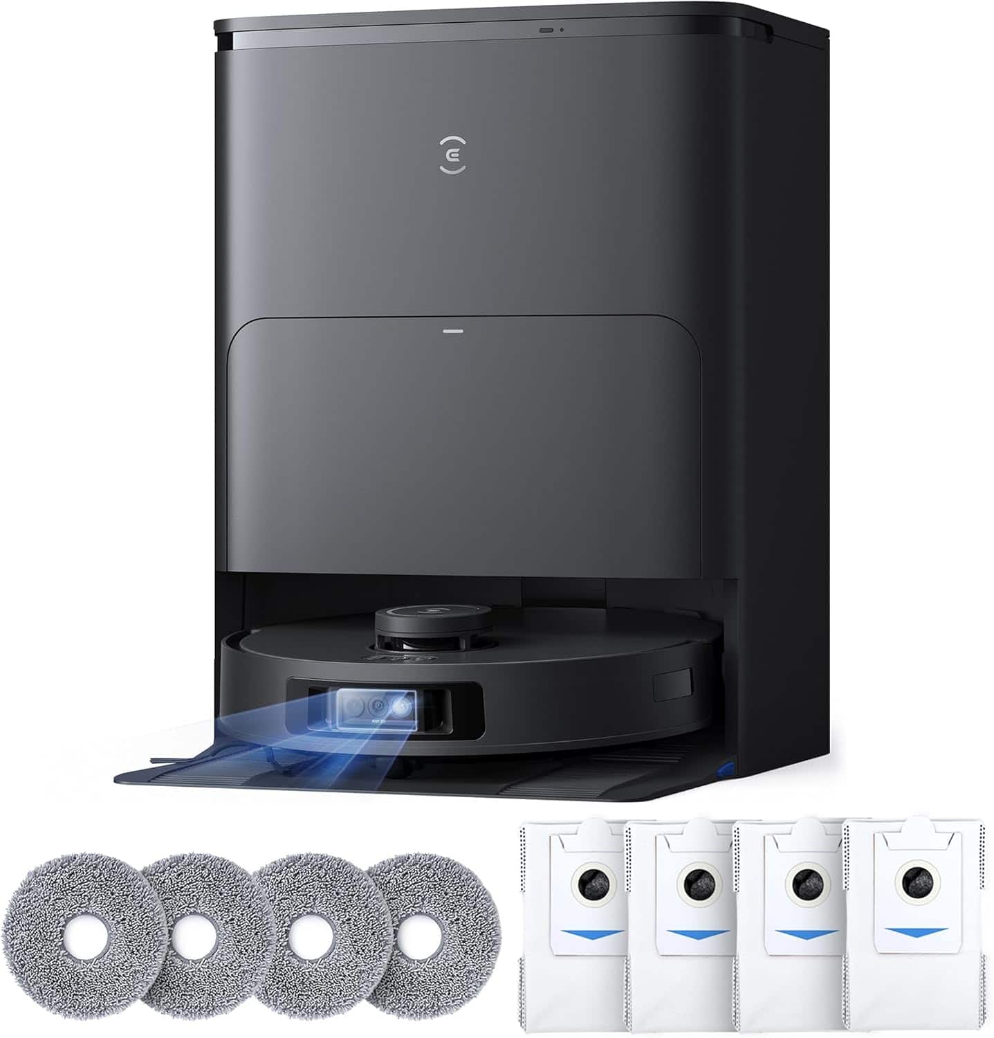 ECOVACS Robotics - DEEBOT T30S AI Care Robot Vacuum and Mop 11000Pa, AI Instant Re-mop, ZeroTangle, Edge Mopping, Self-Emptying & Refilling - Black