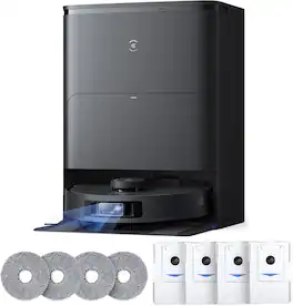 ECOVACS Robotics - DEEBOT T30S AI Care Robot Vacuum and Mop 11000Pa, AI Instant Re-mop, ZeroTangle, Edge Mopping, Self-Emptying & Refilling - Black