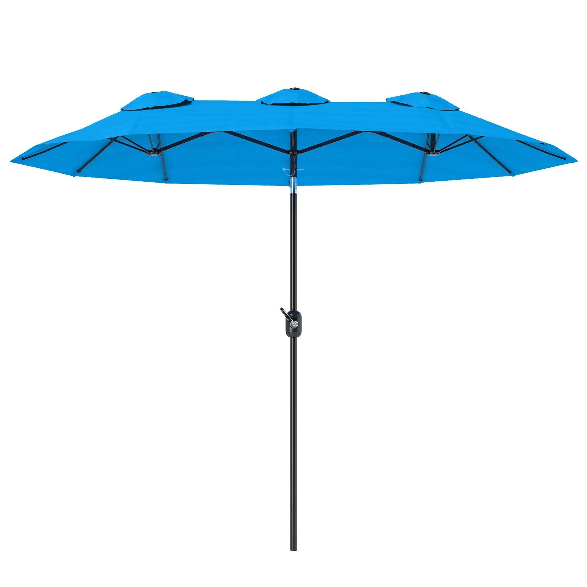Front. Spaco - Spaco 9.5Ft Double-Sided Patio Umbrella, Tilt Crank Shade with 3 Vents - Cyan Blue.