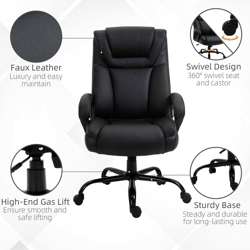 Faux Leather Luxury and easy maintain  
Swivel Design 360° swivel seat and castor  
High-End Gas Lift Ensure smooth and safe lifting  
Sturdy Base Steady and durable for long-lasting use