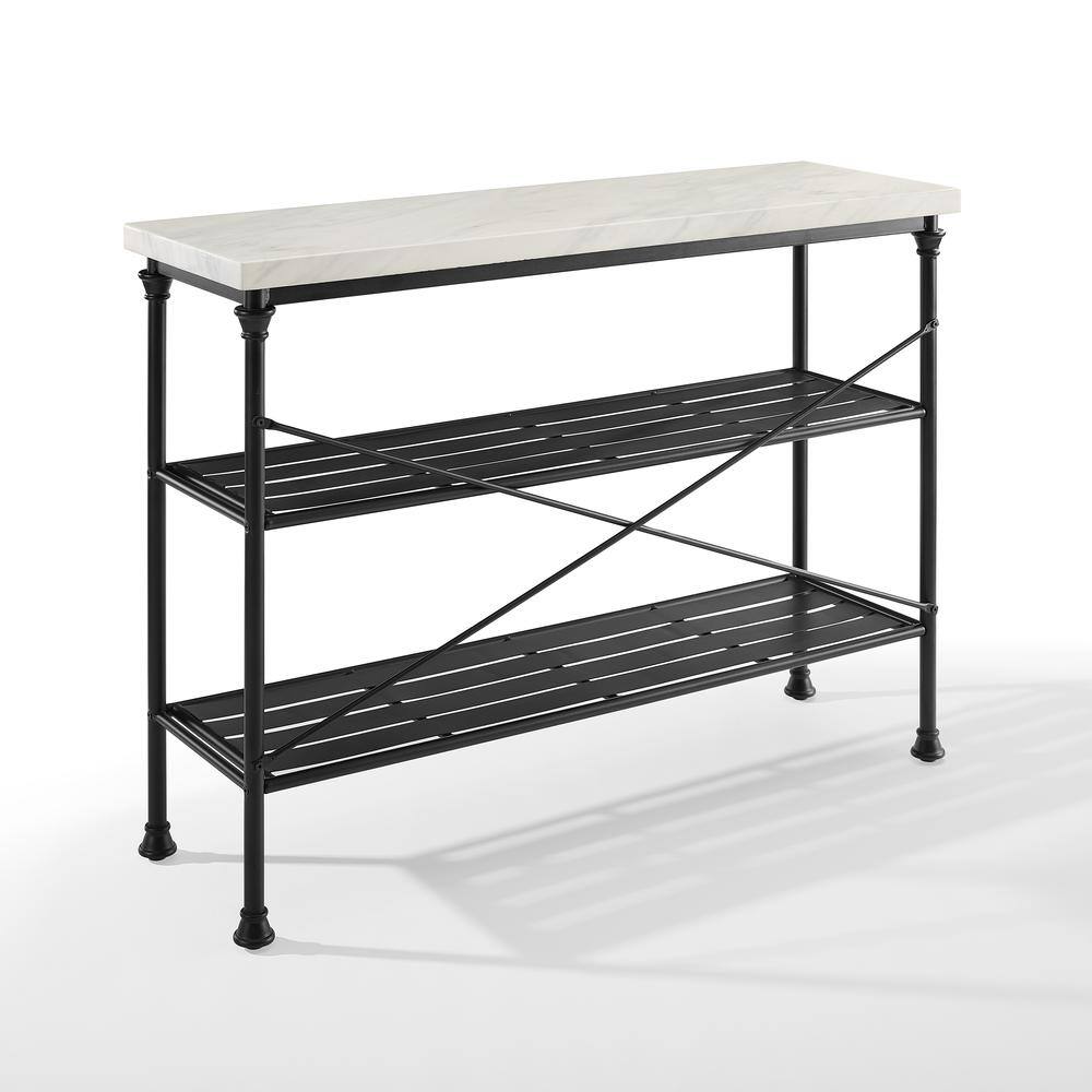 Angle. Crosley Furniture - Madeleine Entryway Console Table - White Marble.