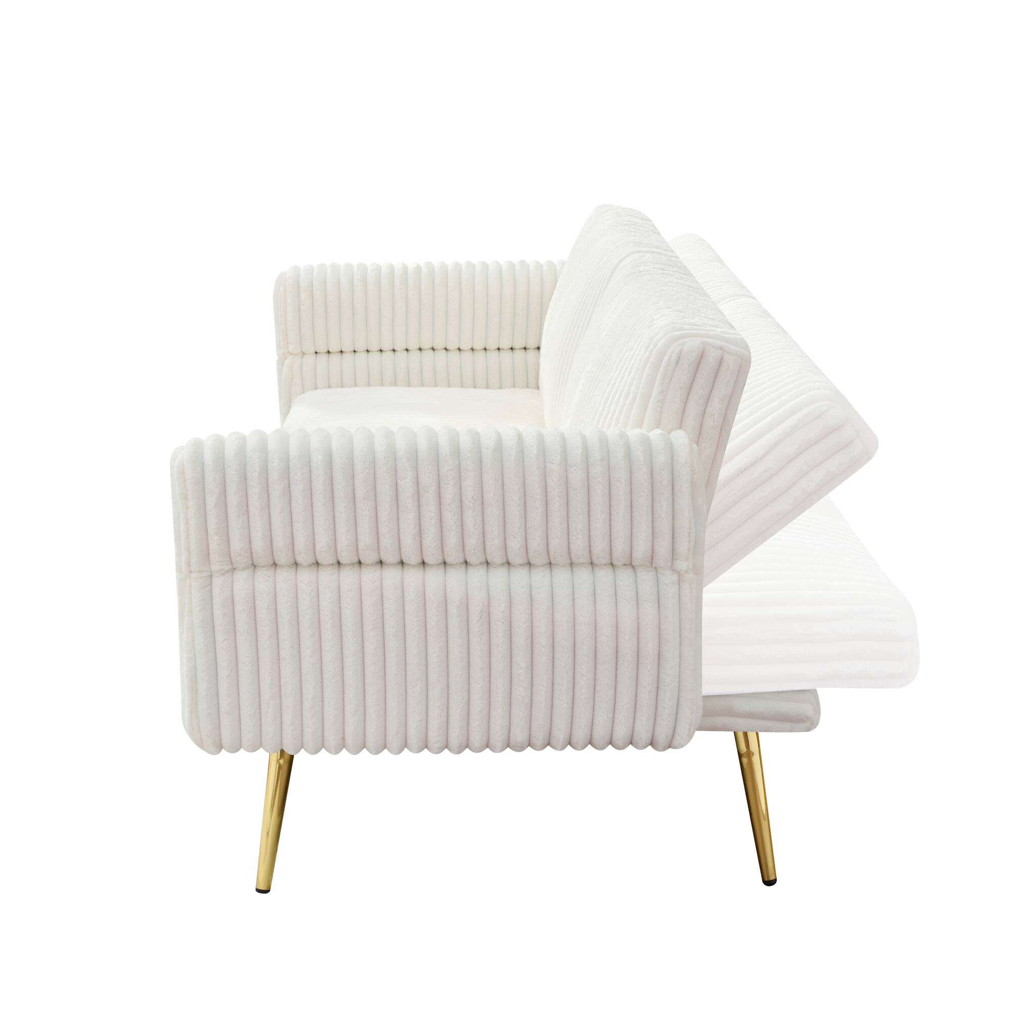 Alt View 10. GOODSILO - Foldable Corduroy Sofa Bed with Adjustable Armrests for Living Rooms and Compact Spaces - White.