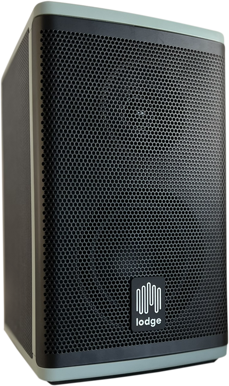 Angle. Lodge - Solar Powered, Premium Sound, Outdoor, Landscape, Weatherproof Bluetooth Speaker 2-Pack (Pair) - Black.