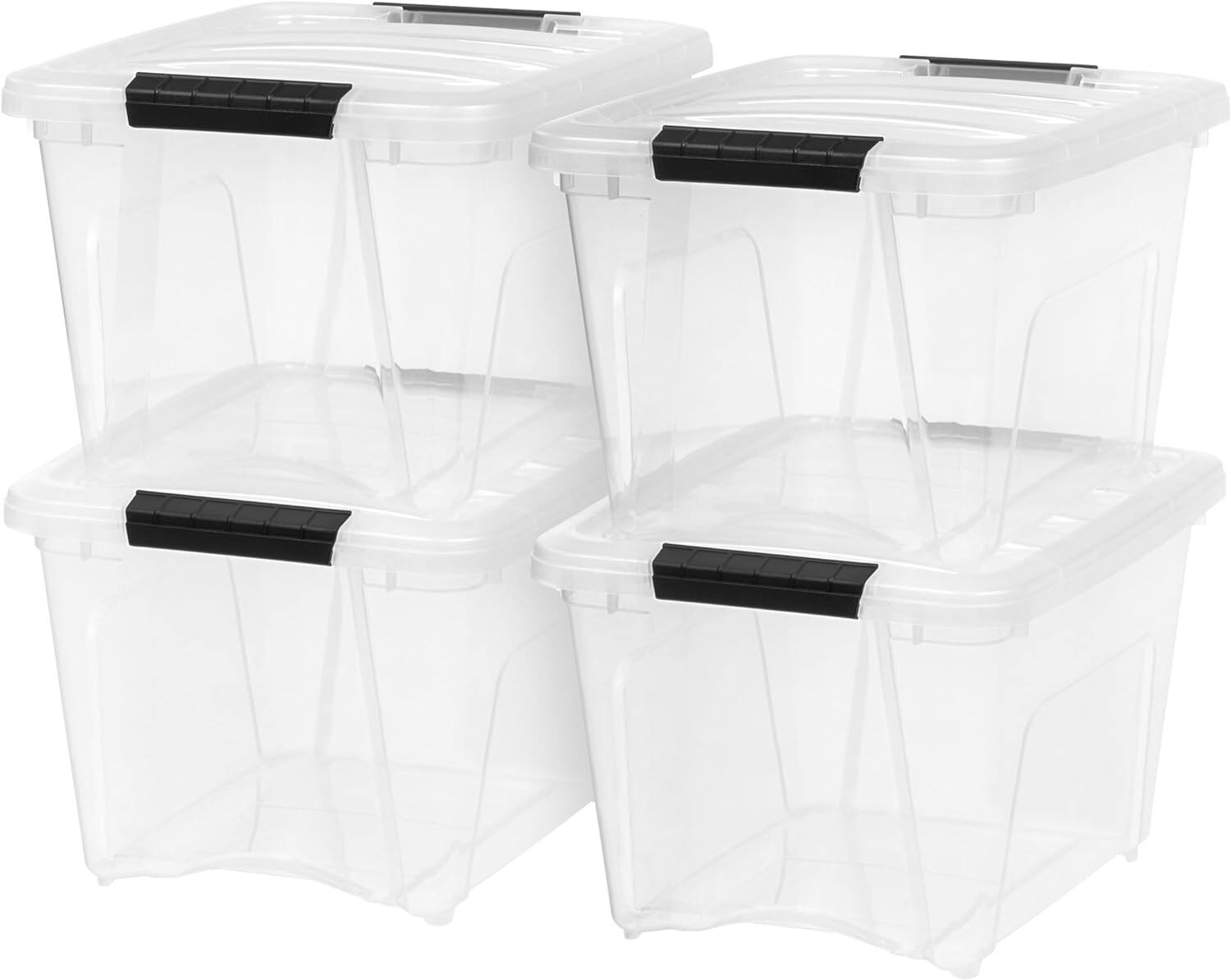 Front. IRIS USA - IRIS USA 19qt Plastic Storage Bin with Lid and Secure Latching Buckles.