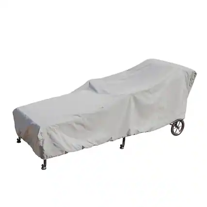Front. Mondawe - 30"W x 80"D x 27"H Outdoor Furniture Protective Cover Fits Chaise Lounge (Small) With Elastic - Grey.