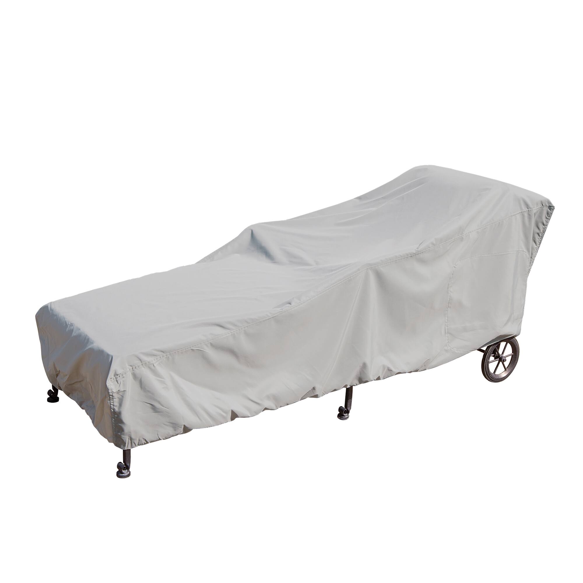 Front. Mondawe - 30"W x 80"D x 27"H Outdoor Furniture Protective Cover Fits Chaise Lounge (Small) With Elastic - Grey.