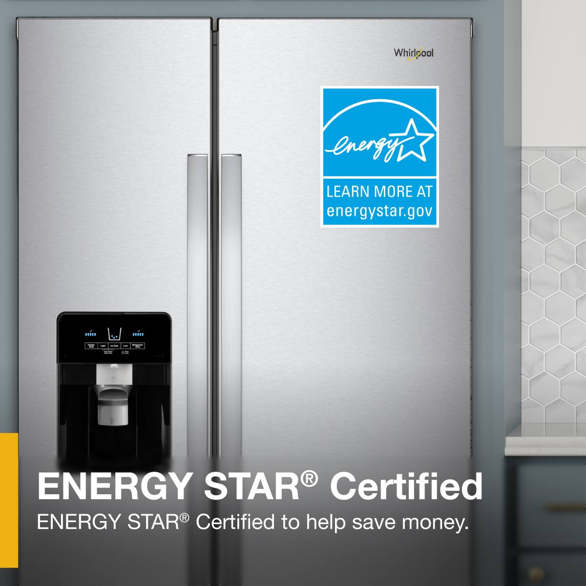 Whirlpool

ENERGY STAR® Certified

ENERGY STAR® Certified to help save money.

LEARN MORE AT energystar.gov