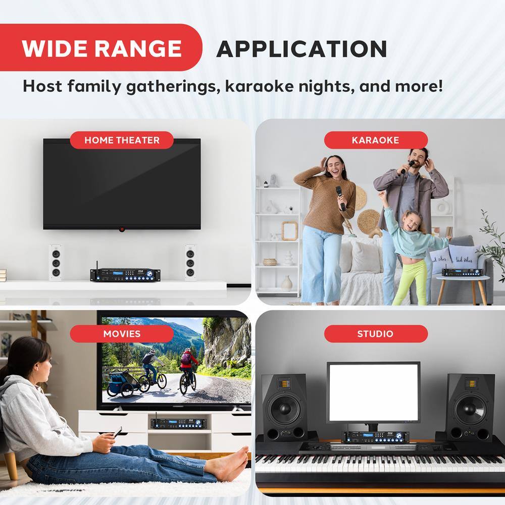 WIDE RANGE APPLICATION  
Host family gatherings, karaoke nights, and more!  

HOME THEATER  
KARAOKE  
MOVIES  
STUDIO