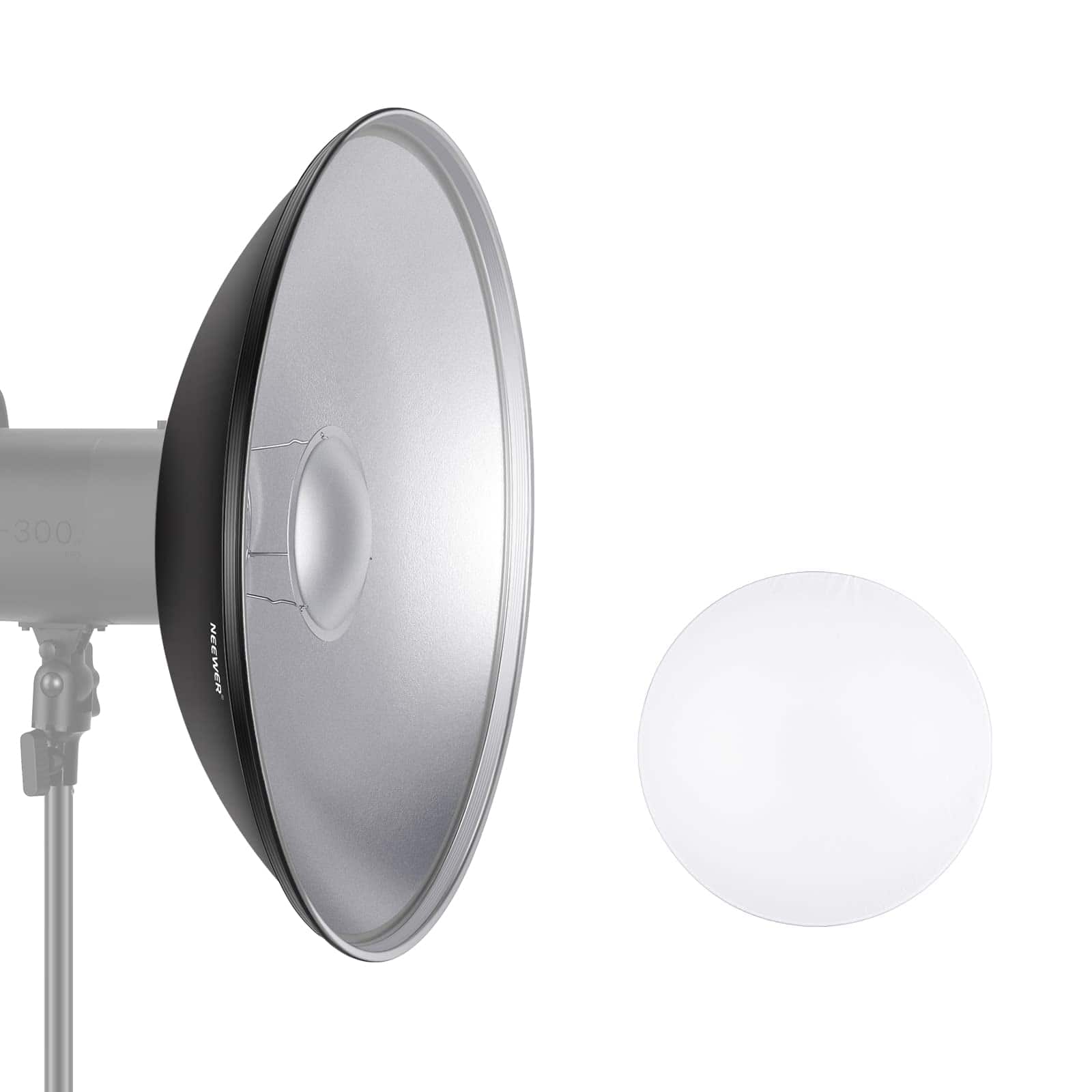 Neewer - 16" Aluminum Beauty Dish with Diffuser Sock, Bowens Mount, Studio