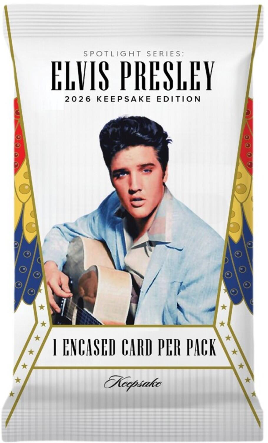 SPOTLIGHT SERIES: ELVIS PRESLEY 2026 KEEPSAKE EDITION  
1 ENCASED CARD PER PACK  
Keepsake