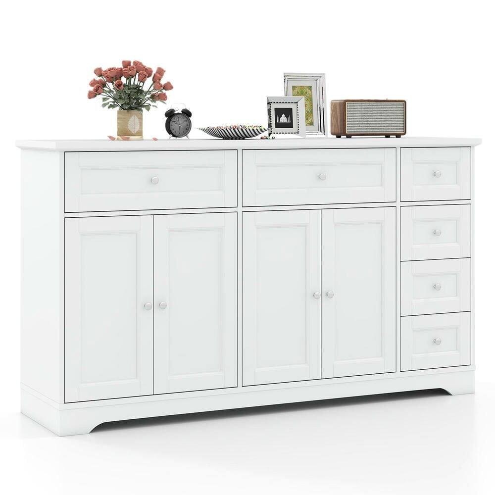 Alt View 2. Kadyn - 59" Modern Buffet Sideboard - Coffee Bar Station Console Table, White - White.
