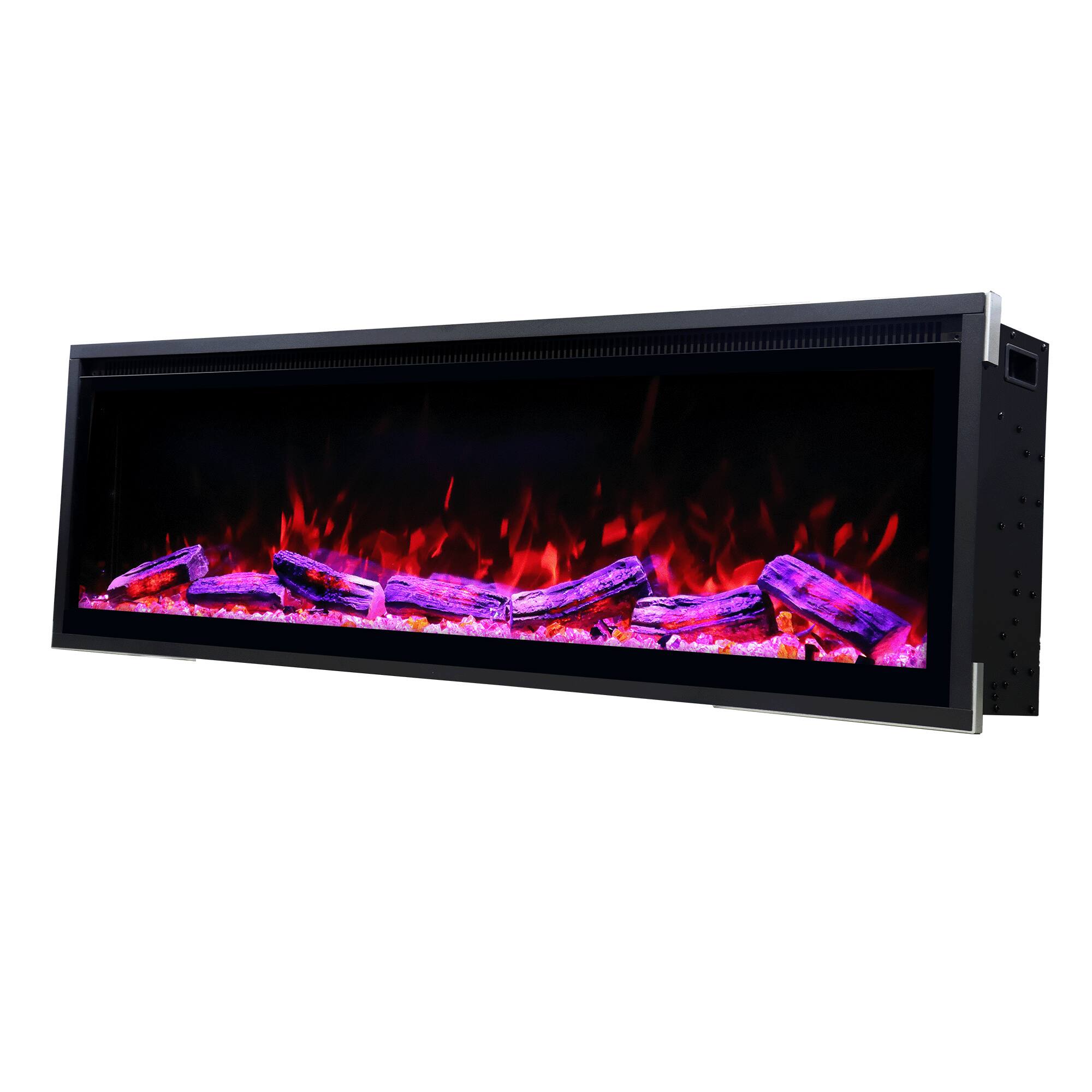 Alt View 4. Ihomeadore - 50" Smart Electric Fireplace,1500W Wall Mounted Recessed Insert with 13 Flame Colors Voice Remote Control and Timer - Black.