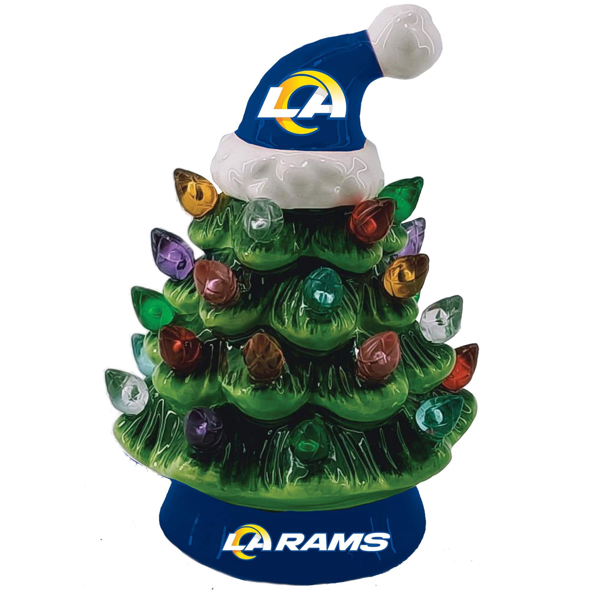 Front. Evergreen Enterprises - Los Angeles Rams 8" Light Up Ceramic LED Christmas Tree - Multicolor.