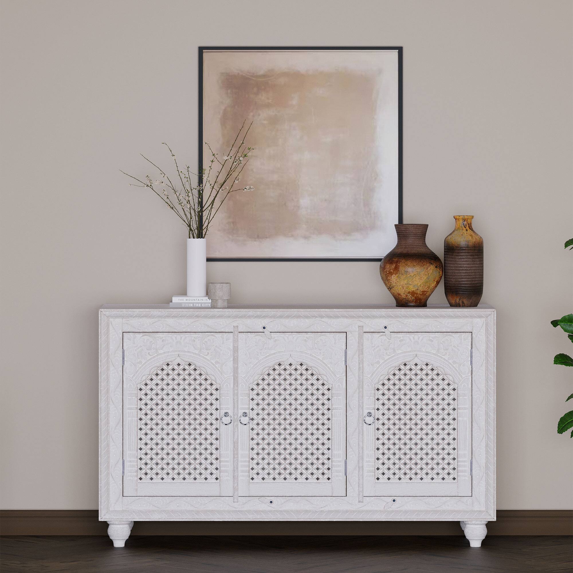 Alt View 10. Maven Lane - Maven Lane Patrin Handmade Heritage Wooden Sideboard in White Distressed Finish - White.