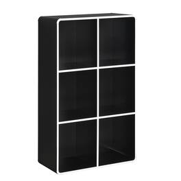 Kings Brand Furniture - Dothan Wood 6-Cubed Open Bookcase - Storage Shelf Organizer Bookshelf - Black