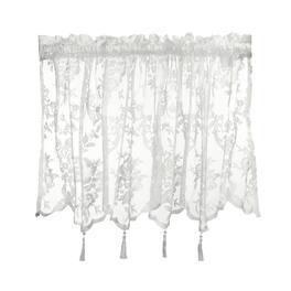 Unique Bargains - Window Valance Curtains, 55.1x24 Inch, Lace Floral Embroidery, Light Filtering Sheer for Bedroom Bathroom Living Room - White