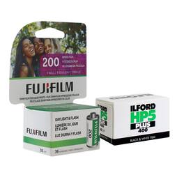 Fujifilm - 200 Color Negative 35mm Film 36 Exp + Ilford HP5 Plus B&W Negative Film - Multi
