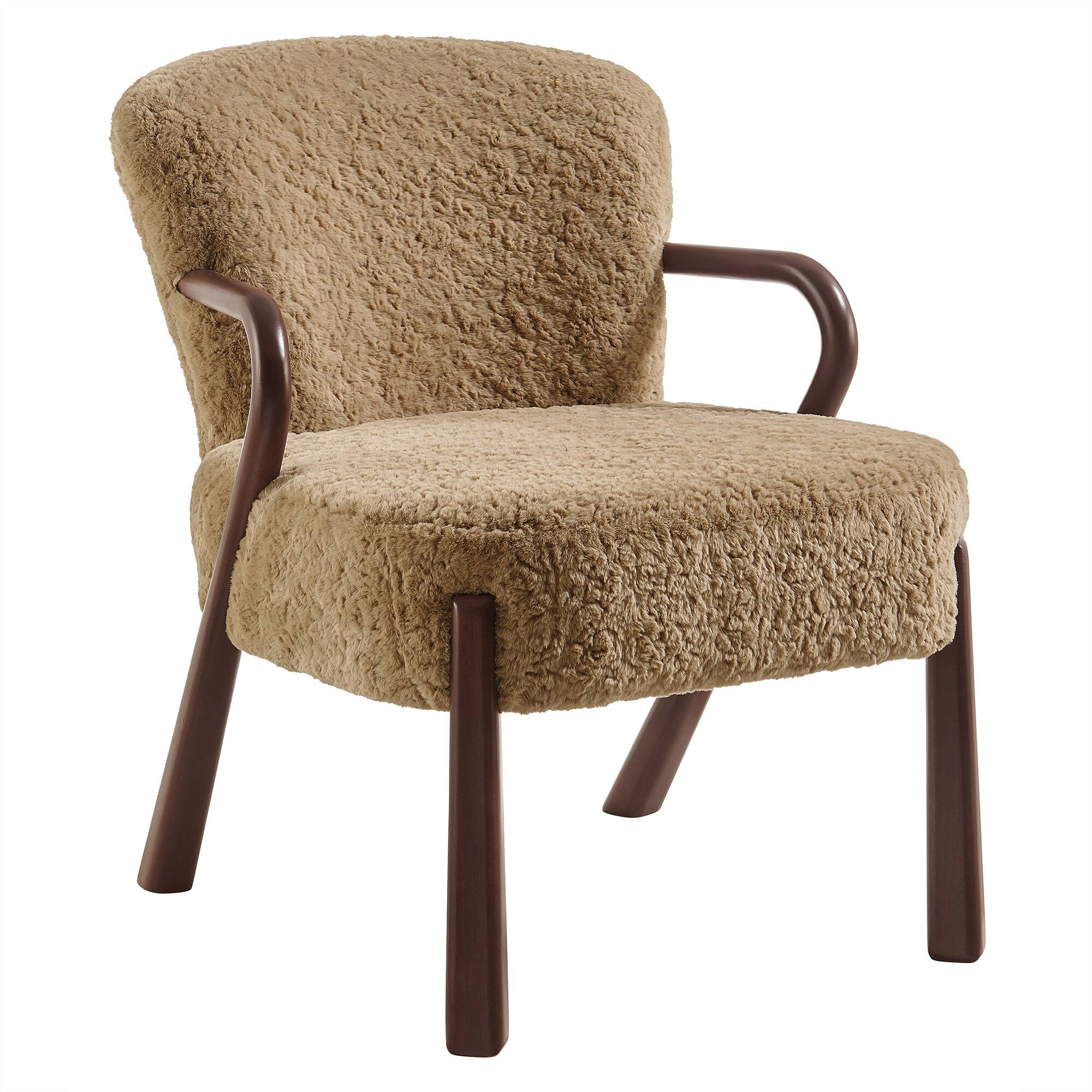 Angle. Modway - Arden Faux Shearling Accent Armchair by Modway - Sand.