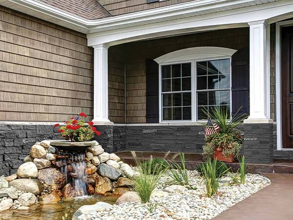 Alt View 2. LOVMOR - 1 Pack Faux Stone Wall Covering Panels PU Stone Veneer Interior Exterior Siding for DIY Projects - Roman Black Stone.