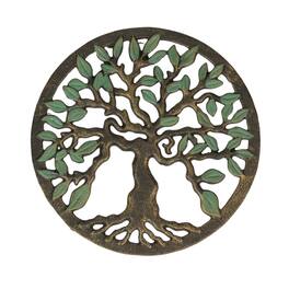 Zeckos - Cast Iron Tree of Life Trivet – Gold Finish, 7.75", Heat-Resistant, Wall Art - Multicolored