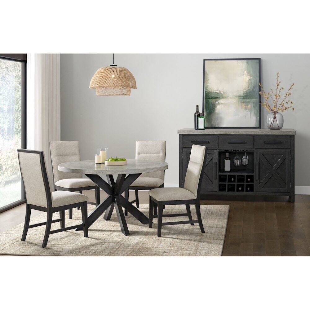 Alt View 1. Picket House Furnishings - Edge Dining Chair with Light Grey Fabric in Espresso - Espresso.