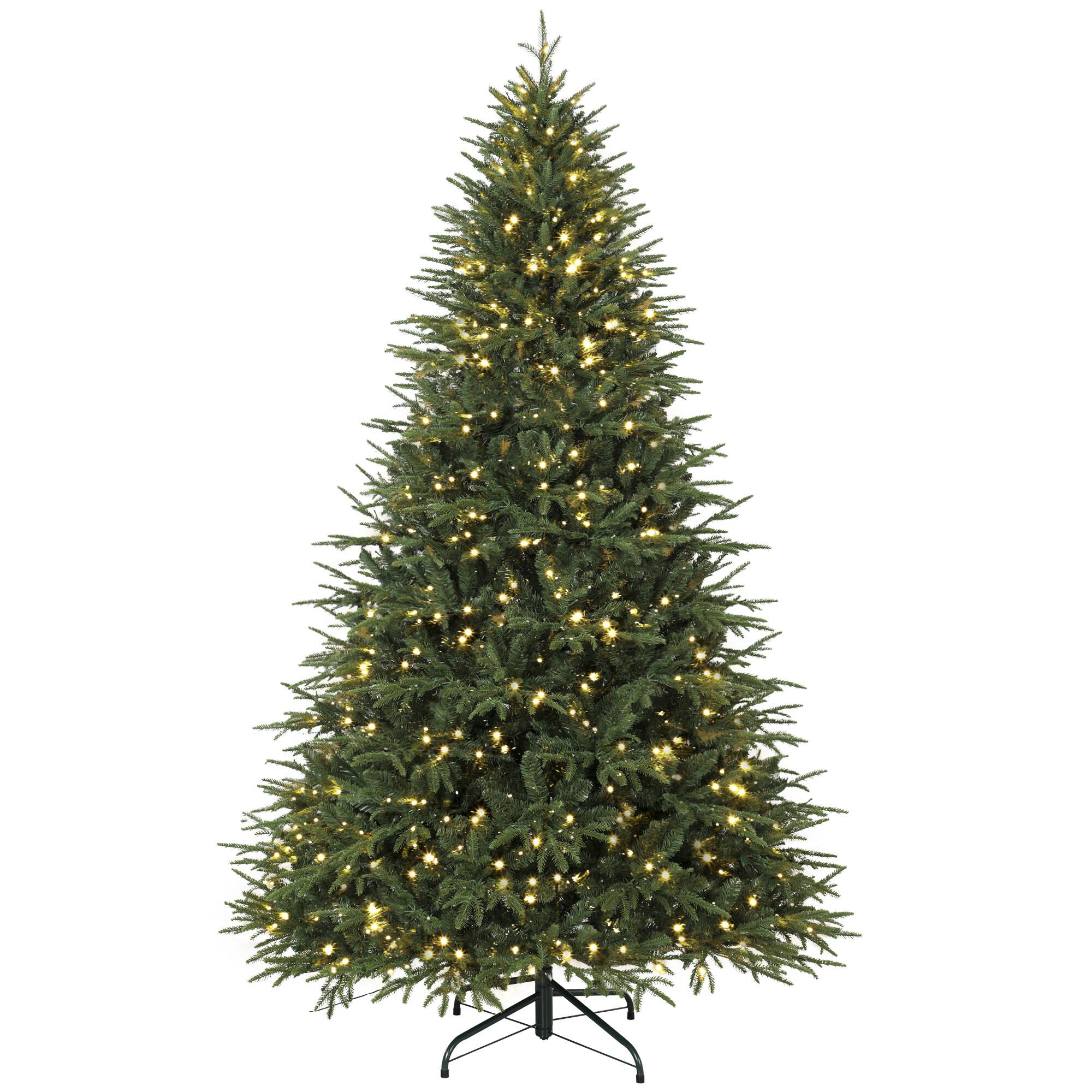 Front. Homcom - Pre-lit Classic Artificial Christmas Tree with 3 - Green.