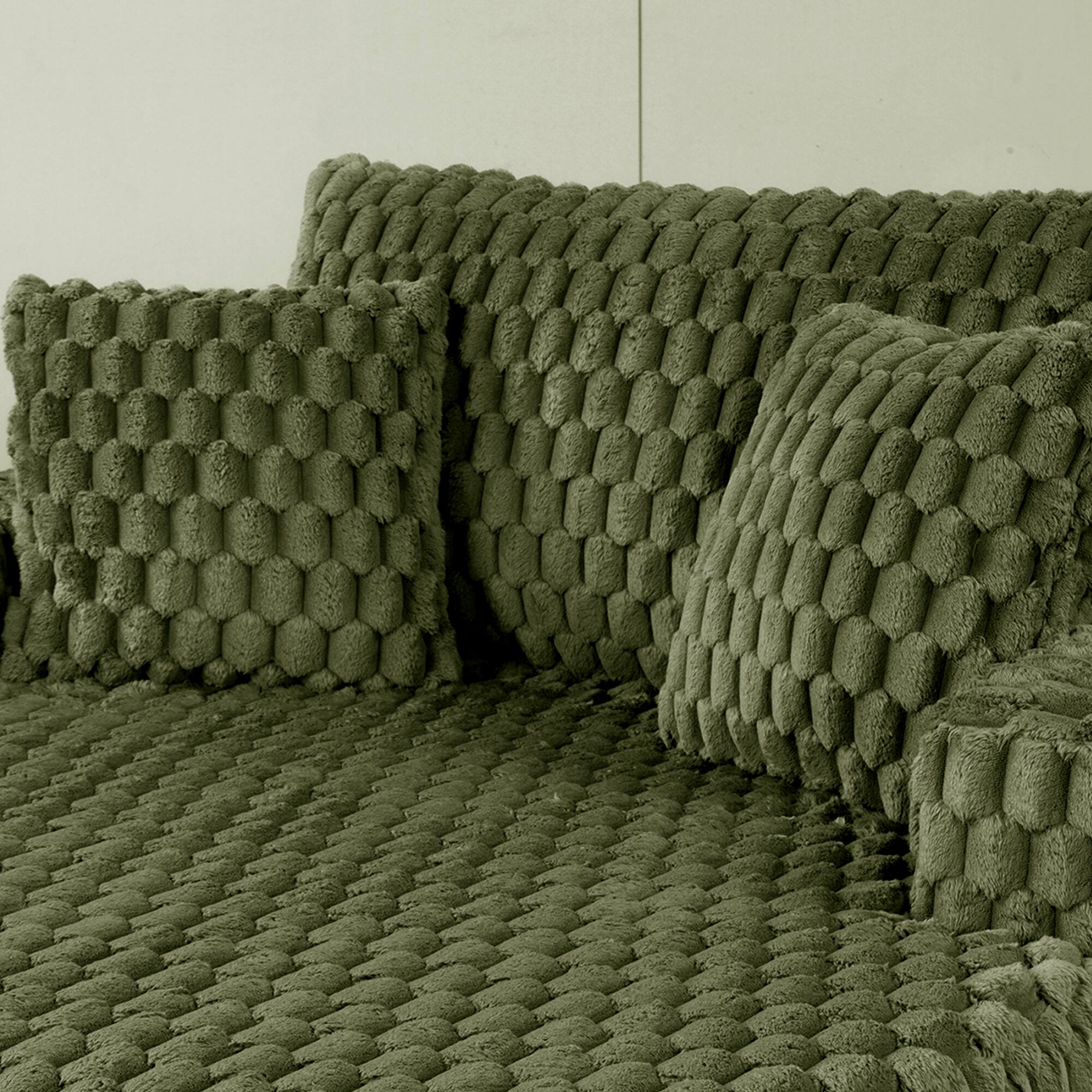 Left. KERDOM - Living Room Fluffy Plush Laydown Oversized Chair Bed Lounge Sofa, Sleeper Couch Bed With Storage Space Daybed For Office - Green.