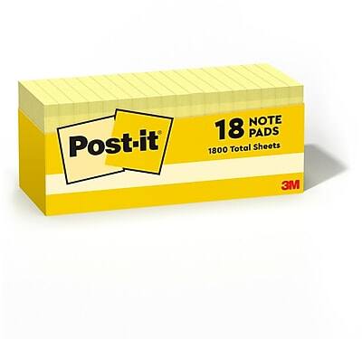Post-it  
18 Note Pads  
1800 Total Sheets  
3M