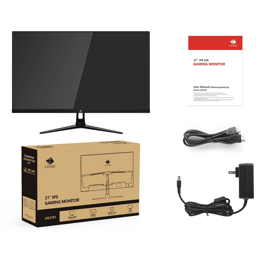 Z-EDGE 27" IPS LED GAMING MONITOR
User Manual (Bedienungsanleitung)
Model: UG27PJ
27" IPS GAMING MONITOR
UG27PJ
240Hz
MPPT 1ms
2000:1
J420kG0