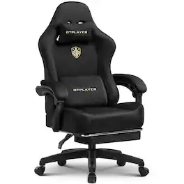 GTPlayer - Big and Tall Gaming Chair High Back Ergonomic Computer Chair for Office Gaming - Black