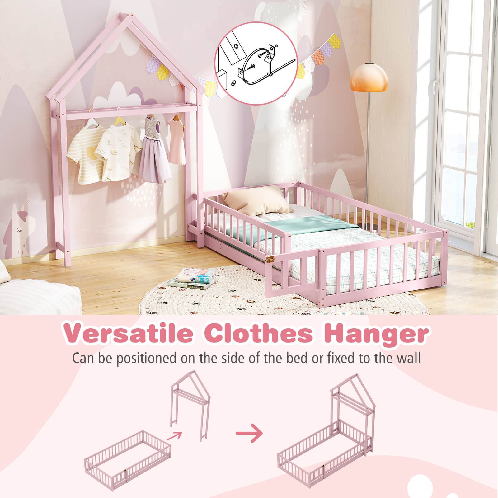 Versatile Clothes Hanger: Can be positioned on the side of the bed or fixed to the wall.