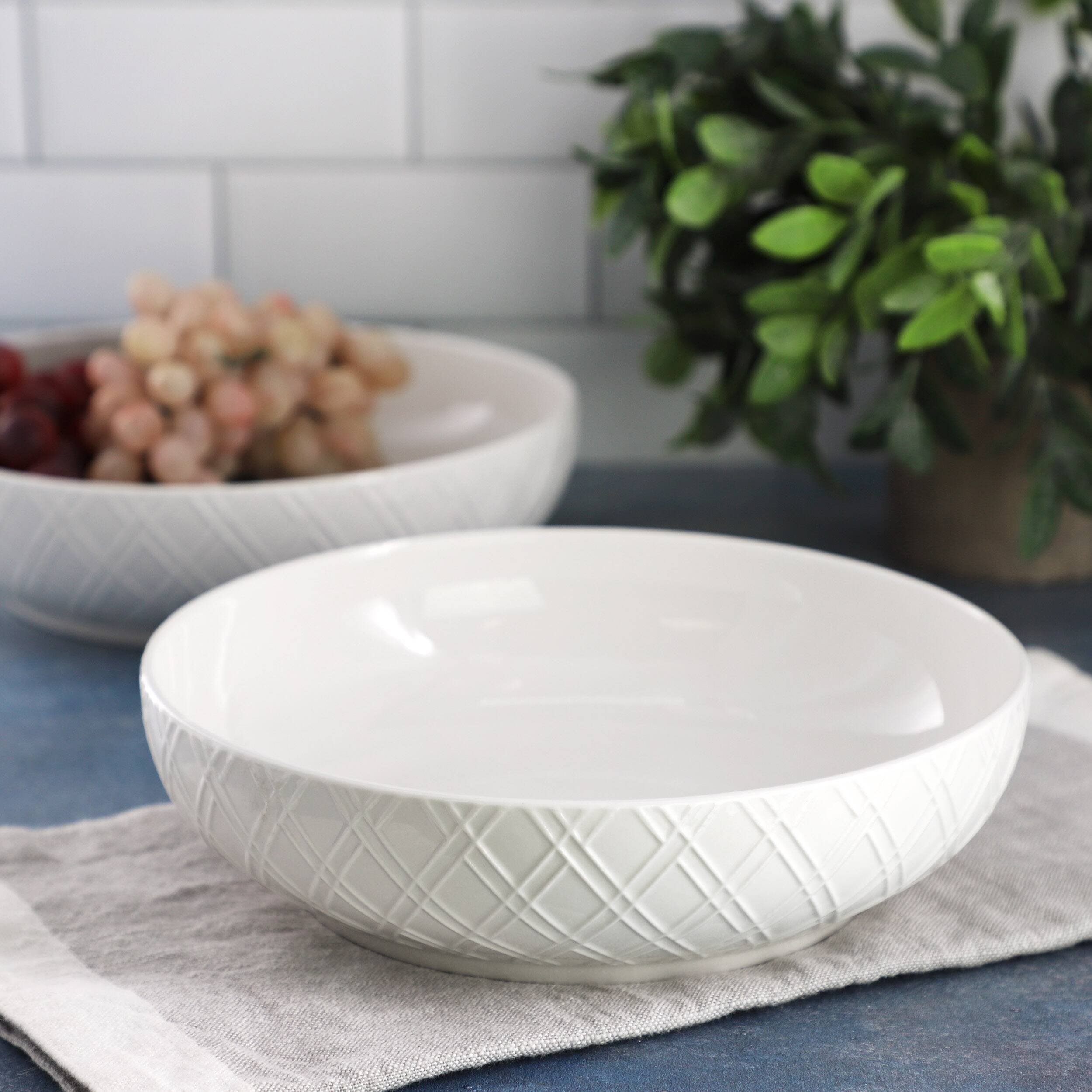 Alt View 2. Gibson - Gibson Home Great Essentials 2 Piece Fine Ceramic 8.2in Dinner Bowl Set in White - White.
