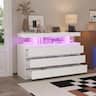 FUFU & GAGA - LED Storage Dresser Built-in Power Outlet & USB Ports, Multi-Functional Organizer with Spacious Drawers for Bedroom - White