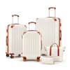 Front. LUGGEX - LUGGEX 5 Piece Hardside Luggage Set with Tote and Toiletry Bag - EX-Lite - White.
