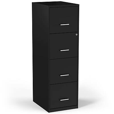 Staples - 4-Drawer Vertical File Cabinet, Letter Size, Lockable, 47.2"H x 14.5"W x 18.9"D, (ST52152-CC) - Black
