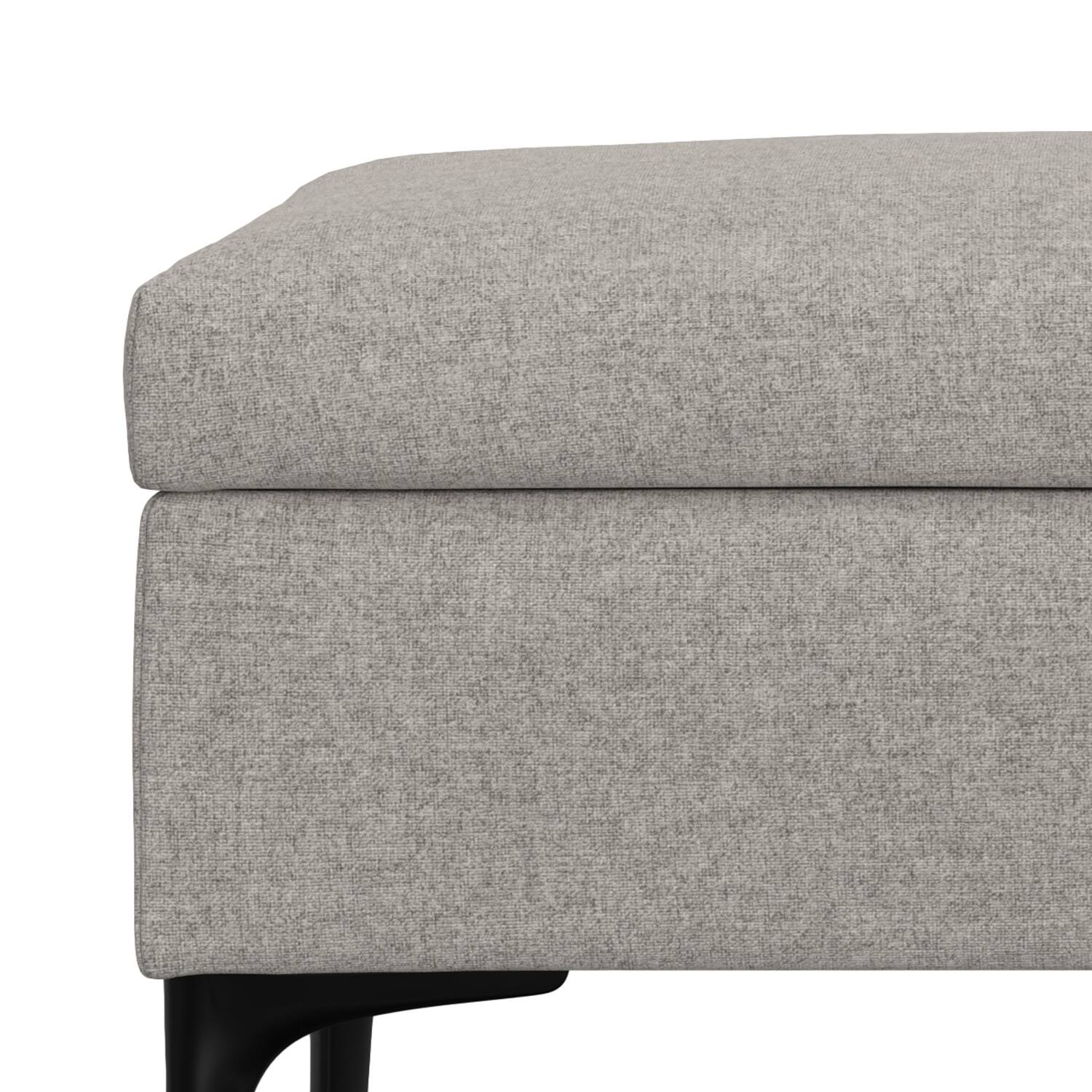 Alt View 6. Simpli Home - Rebecca 48 inch Wide Mid Century Modern Coffee Table Storage Ottoman with Lift up Lid in Cloud Grey Polyester, Assembled - Cloud Grey.