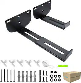 Schertz - Adjustable Soundbar Mount Bracket for Bose, Samsung, Vizio, LG, Sony, JBL & More – Under TV Shelf Holds Up to 38 lbs - Black