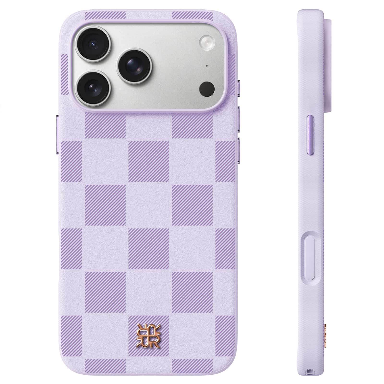 Ornarto - MagVega for iPhone 18 Pro Max and for iPhone 17 Pro Max Case, Compatible with MagSafe, Leather Checkered-Lilac - Purple