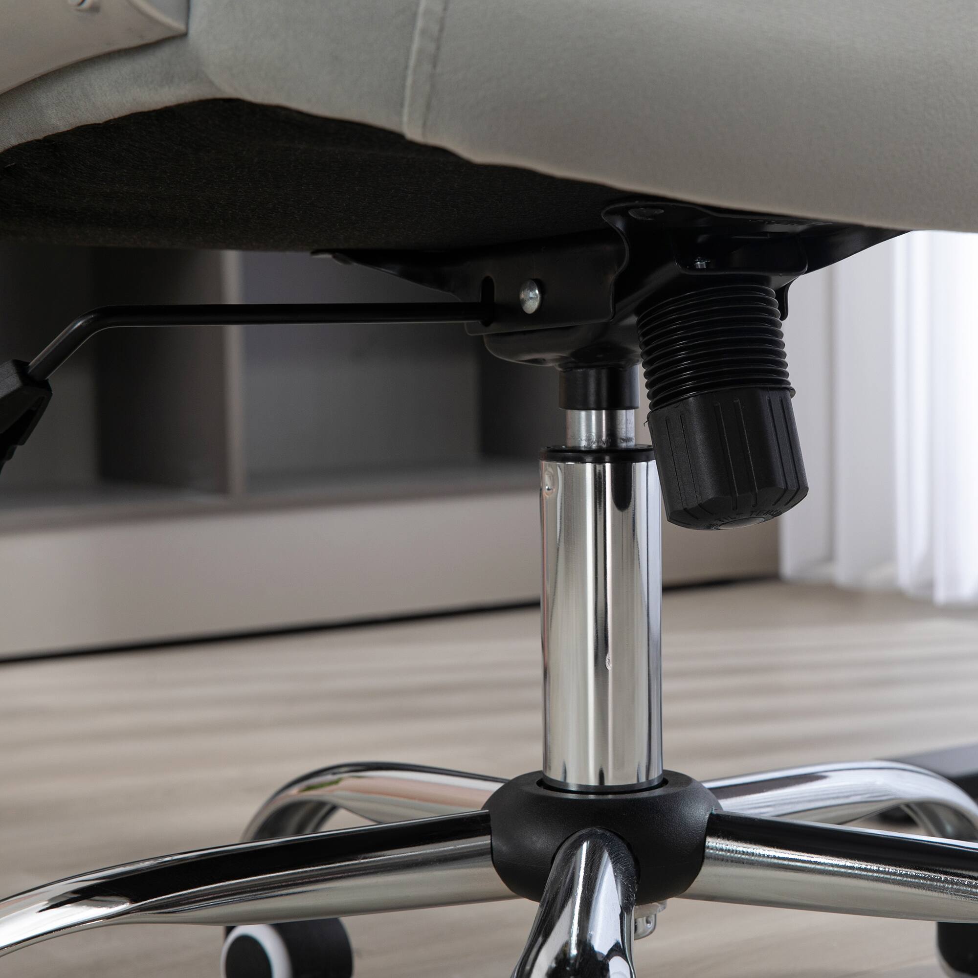 Alt View 8. Vinsetto - Home Office Chair, Velvet Computer Chair, Button Tufted Desk Chair with Swivel Wheels, Adjustable Height - Light Gray.