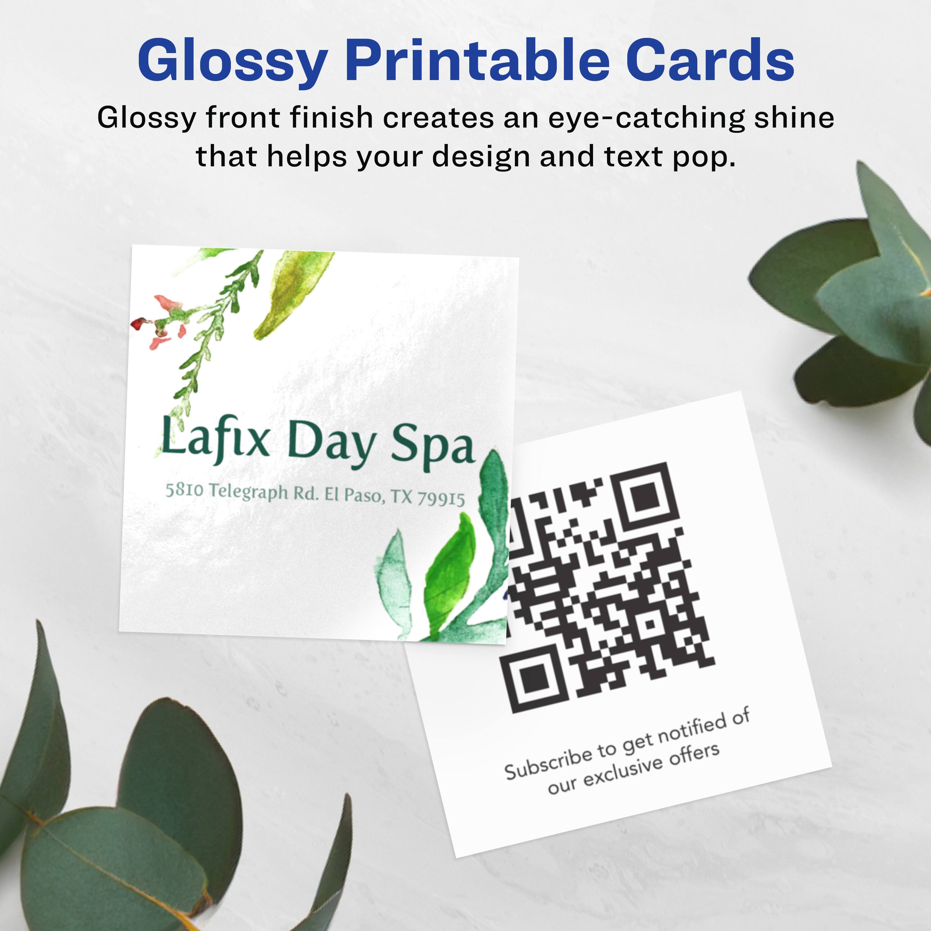 Glossy Printable Cards  
Glossy front finish creates an eye-catching shine that helps your design and text pop.

L'afix Day Spa  
5810 Telegraph Rd. El Paso, TX 79915

Subscribe to get notified of our exclusive offers