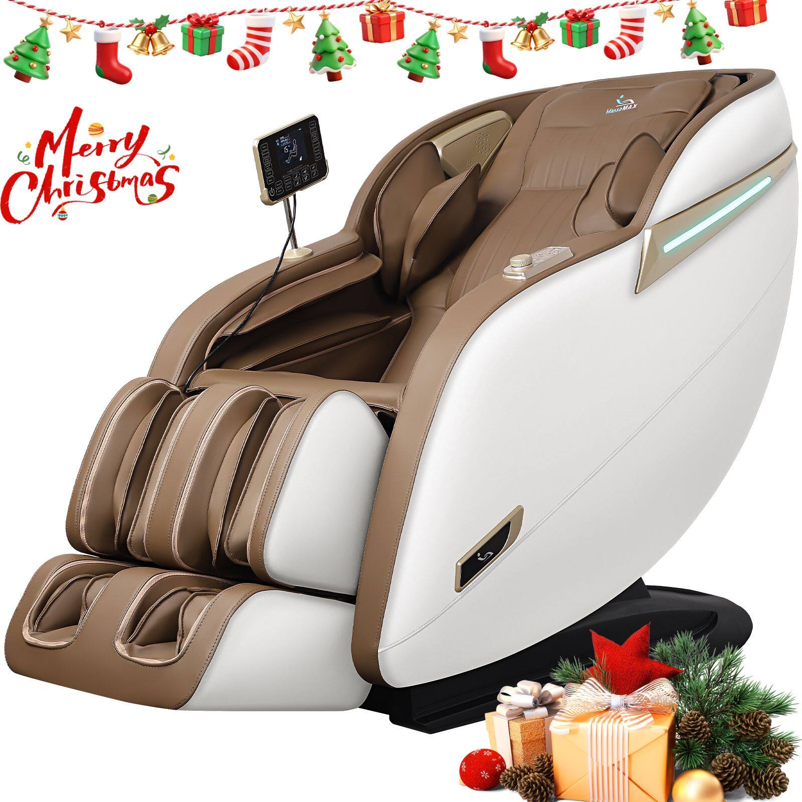 MassaMax - MD906 Massage Chair Full Body Zero Gravity Recliner Shiatsu SL Track,with Heating, Foot & Calf Massage,black - Beige