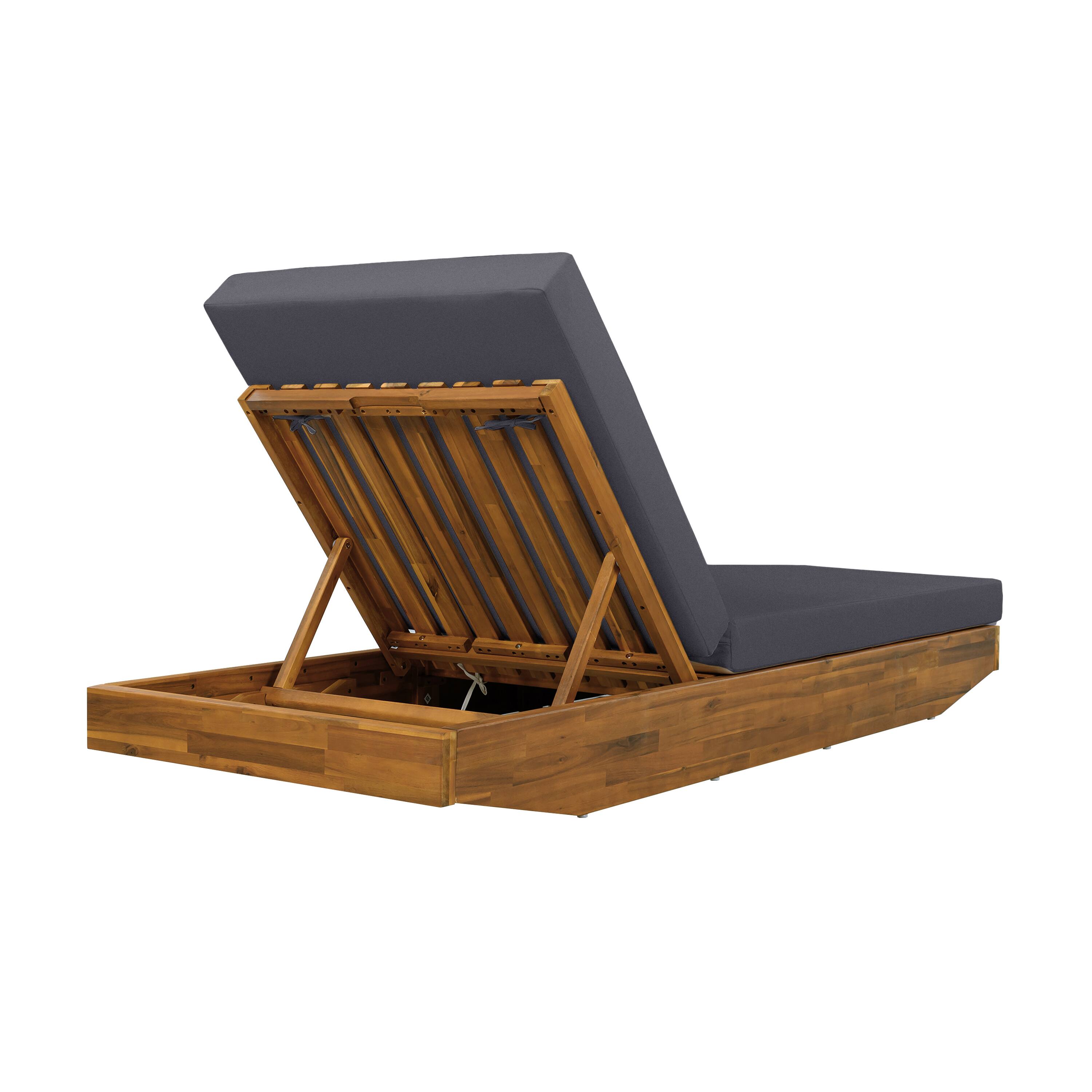 Alt View 1. Anysun - Anysun Teak Finish Outdoor Recliner with Water-Repellent Cushion, Assembly Required - Dark Gray.