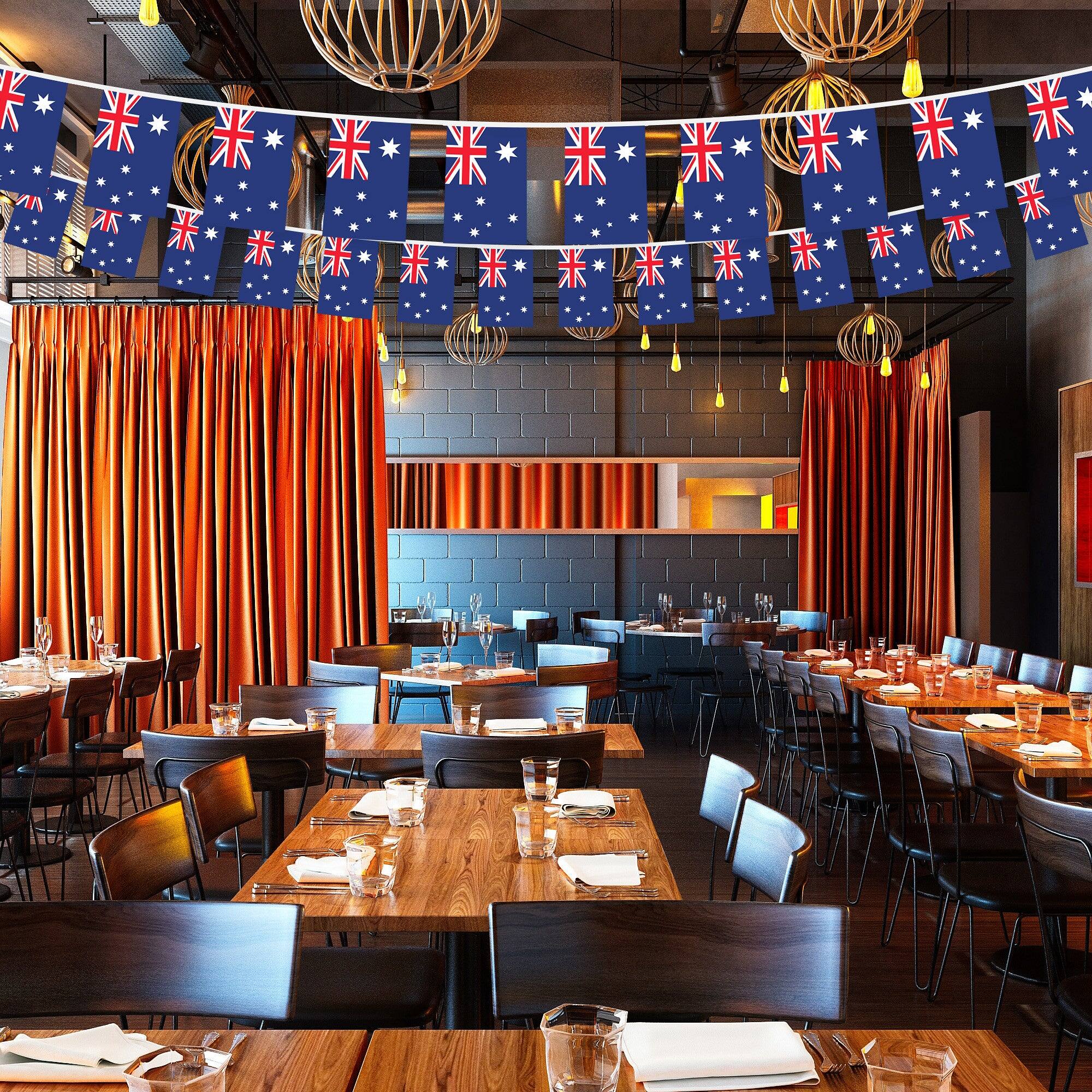 Alt View 1. G128 - Australia Bunting Banner 33 ft String with 38 Mini Flags - Assorted Colors.