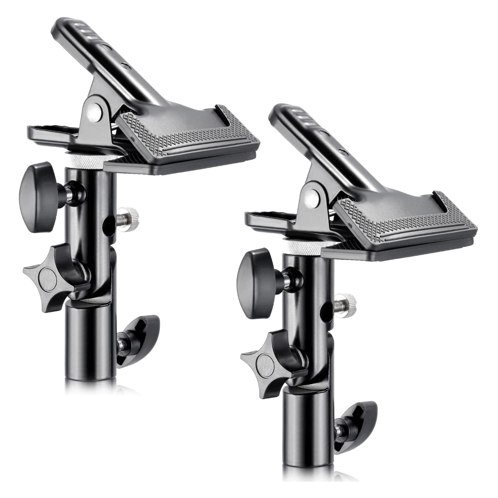Front. Neewer - 2-Pack Heavy Duty Metal Clamp Holder for Reflector, 5/8" Light Stand Attachment.