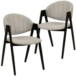 LeisureMod - Savor 2-PCS Cushioned Dining Chair - Ergonomic Accent Chair with Powder-Coated Iron Base - Gray