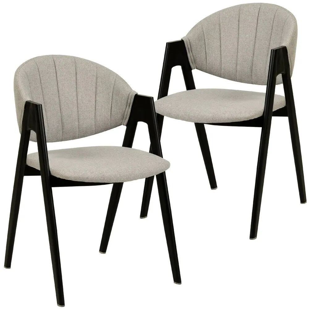 Front. LeisureMod - Savor 2-PCS Cushioned Dining Chair - Ergonomic Accent Chair with Powder-Coated Iron Base - Grey.