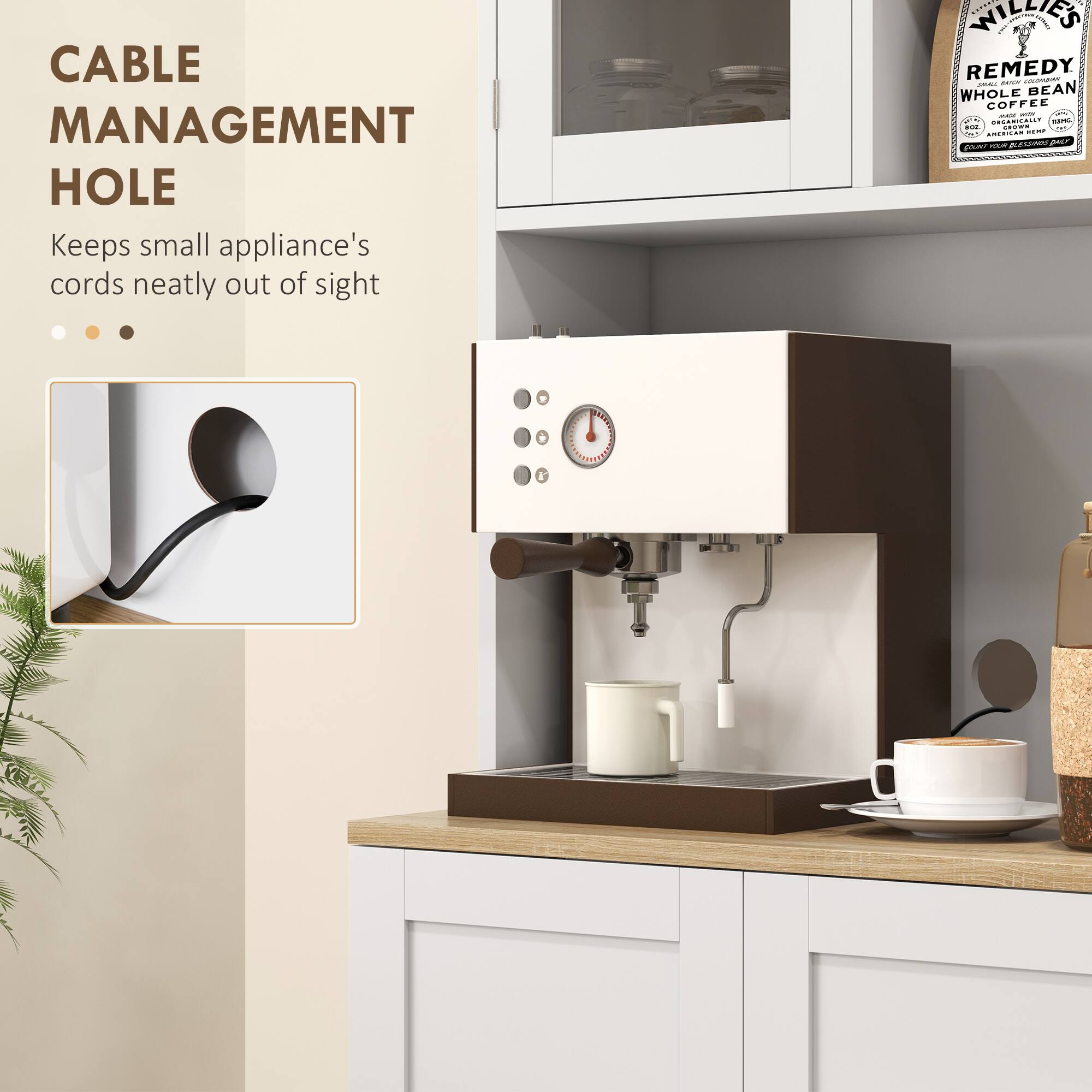 CABLE MANAGEMENT HOLE Keeps small appliance's cords neatly out of sight
WILLIES REMEDY - a WHOLE BEAN COFFEE