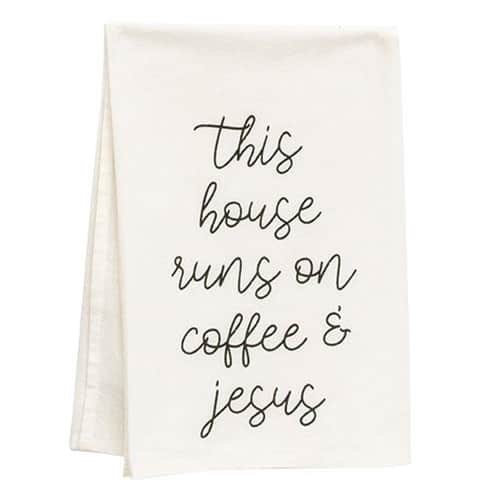 BreeBe - This House Runs On Coffee & Jesus Dish Towel - Multi